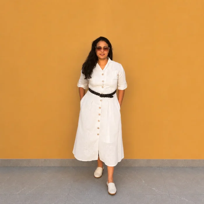 cotton linen dress frony
