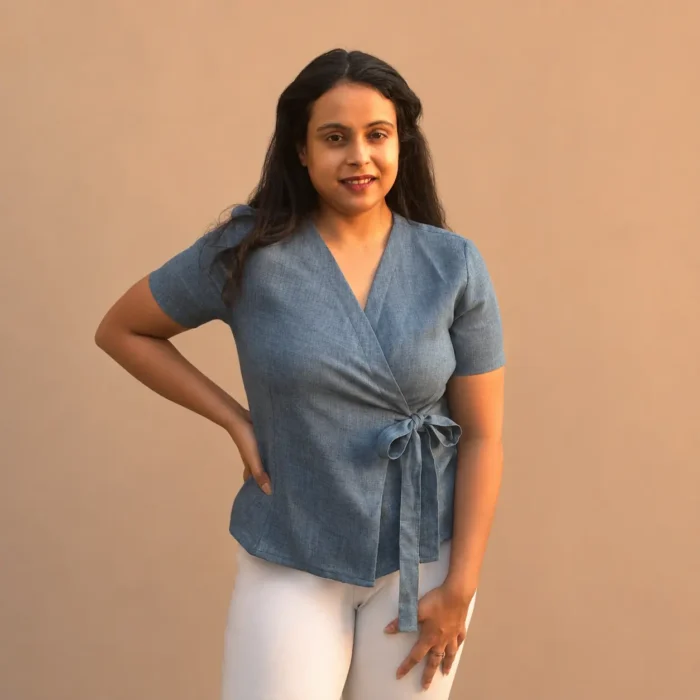 Azure Luxe Wrap Top